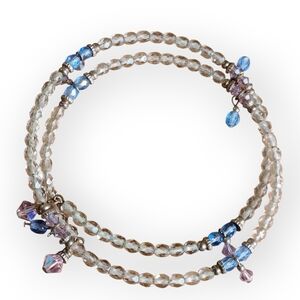 Elegant Beaded Bracelet with Blue and Purple Accents